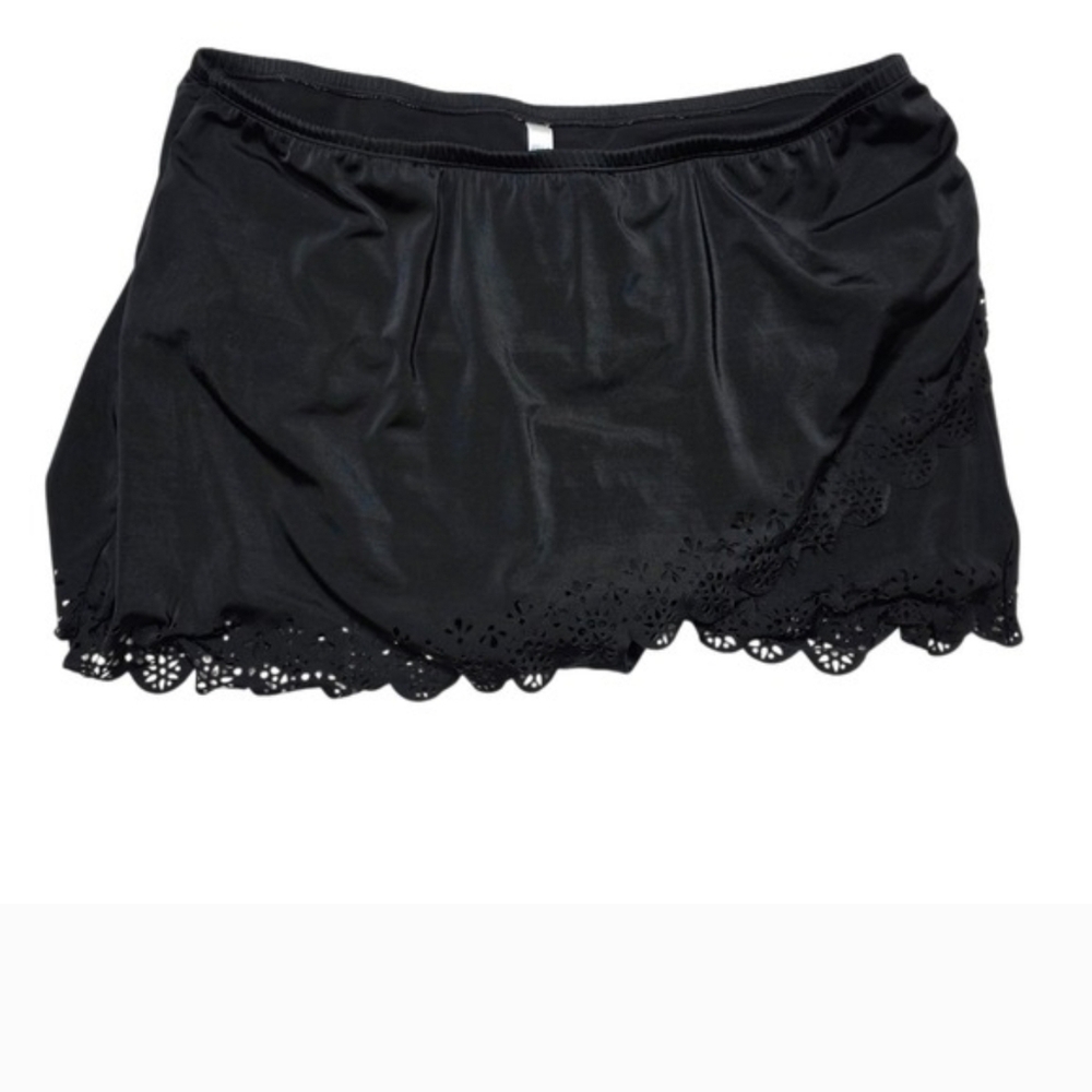Cacique Swim Black Laser Cut Swim Skirt Cover Up Size 18